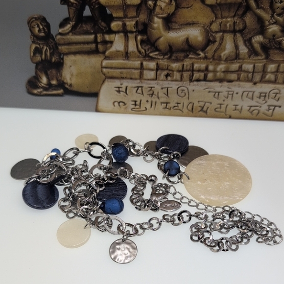 Chico's Silver Blue Asymmetrical Necklace - Picture 5 of 5